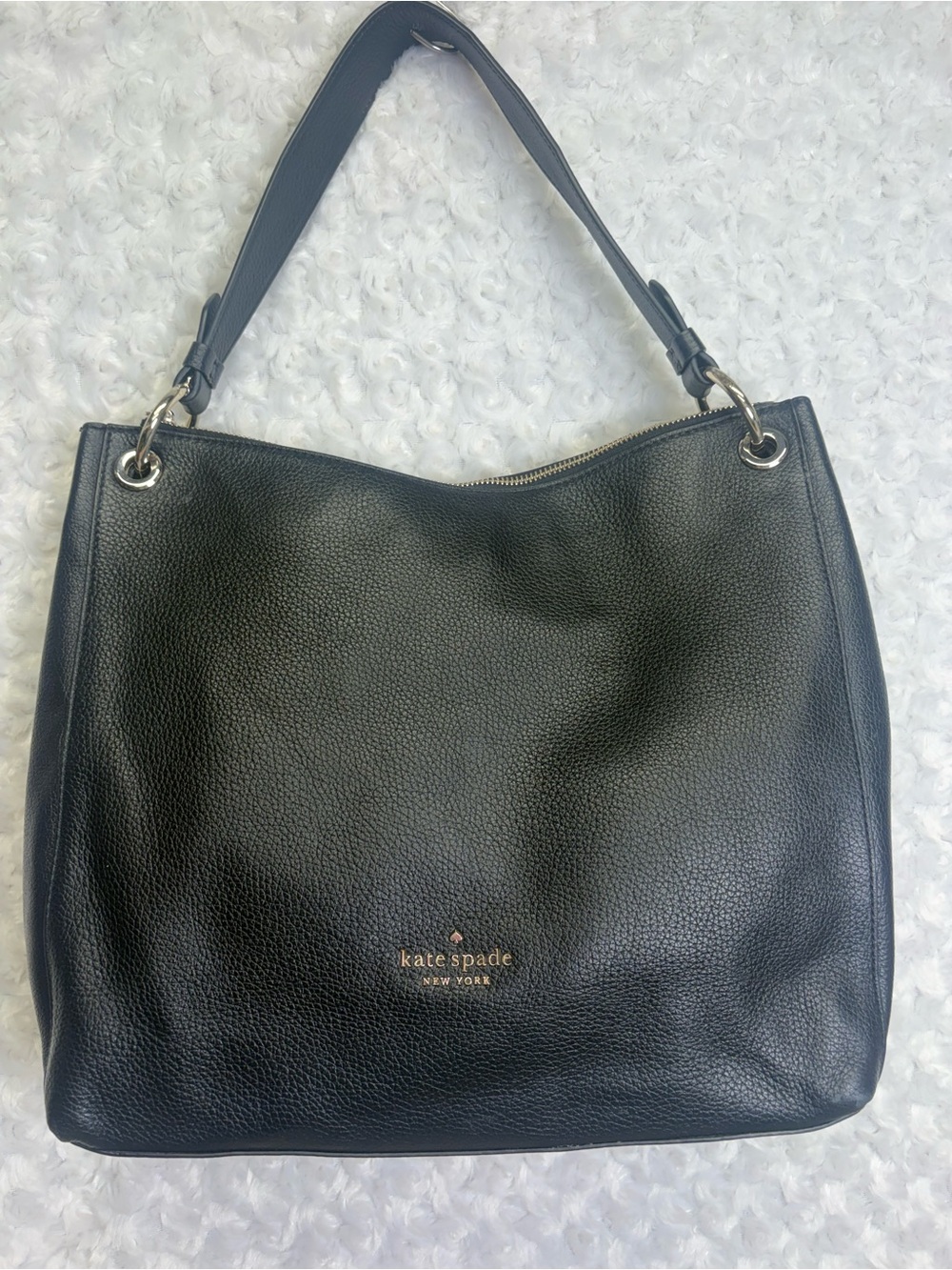 KATE SPADE Black soft Pebbled Leather Shoulder Hobo
